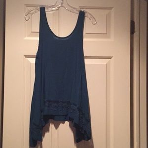 Free People Teal Blue/Green Top/Sleepless U neck-S
